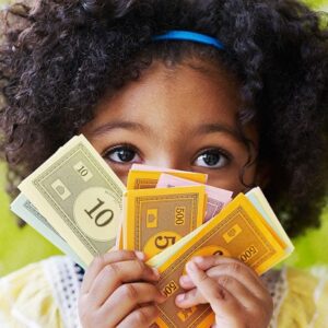 Child with fake money